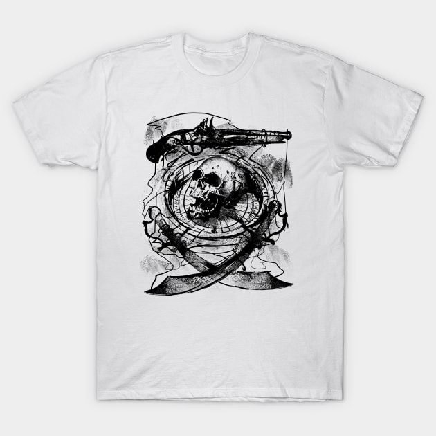 Pirate Skull and Compass T-Shirt by Area31Studios